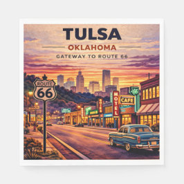 Tulsa Route 66 Neon Party Stil Pappersservett
