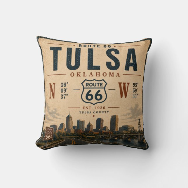 Tulsa Route 66 Skyline Retreat Kudde (Framsida)