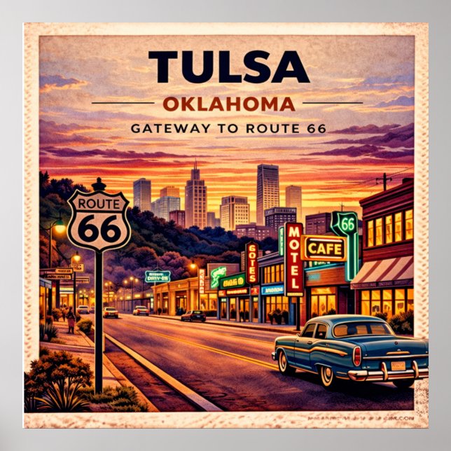 Tulsa Route 66 Vintage Resor Poster (Framsidan)