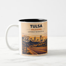 Tulsa soluppgång längs Amerikas Main Street Cafe