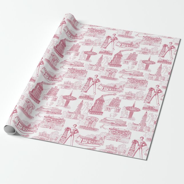 Tulsa Toile Wrapping Papper Roll Presentpapper (Utrullad)