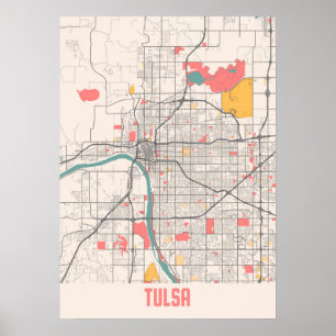 Tulsa - United Stater Chalk City Karta Poster