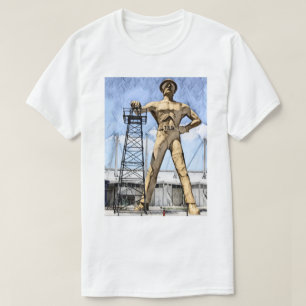 Tulsas Golden Driller-staty-vattenfärgsmålning T Shirt