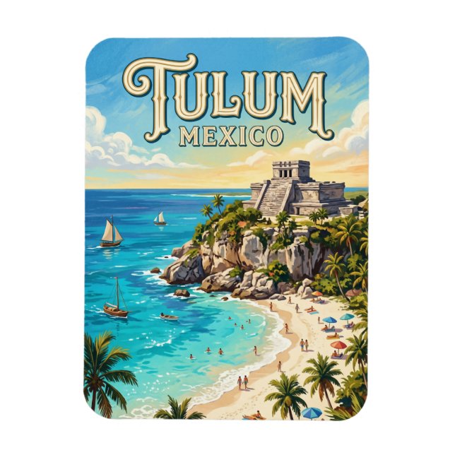 Tulum arkeologiska zonen Mexiko Magnet (Vertikal)