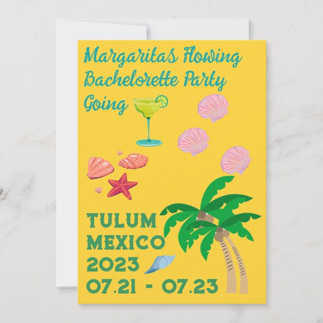 Tulum Bachelorette Party-inbjudan Inbjudningar (Framsida)