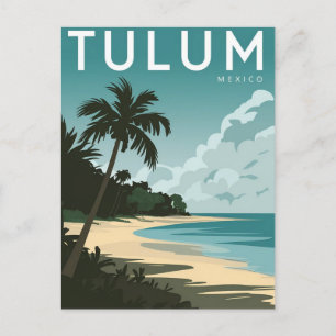 Tulum Beach, Mexico Vintage Retro Vykort