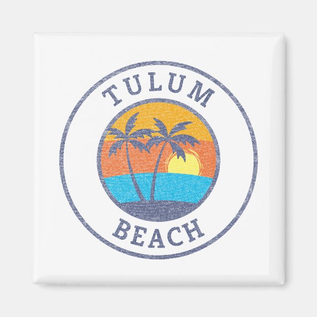 Tulum Beach, Riviera Maya Faded Classic Stil Magnet (Framsidan)
