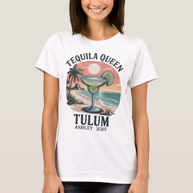 Tulum Bride Bachelorette Shirt (Anpassat namnår) T Shirt (Framsida)