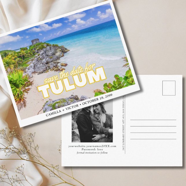 Tulum bröllop Spara datum Mexiko vykort (Tulum Wedding Save the Date Mexico Postcard
)