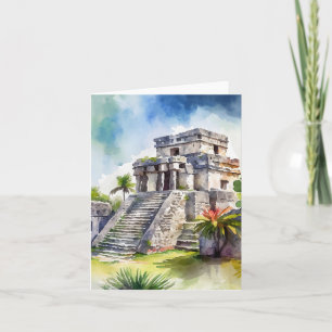 Tulum Cancun Mexico Watercolor Kort