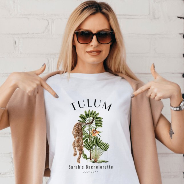 Tulum Leopard Tropical Bachelorette Helg T Shirt (Skapare uppladdad)