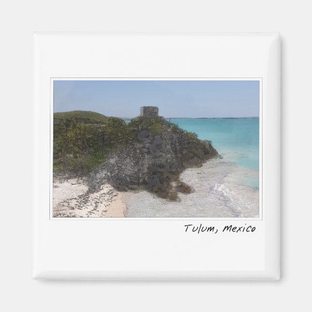 Tulum Mayan Ruins i Mexiko Magnet (Framsidan)
