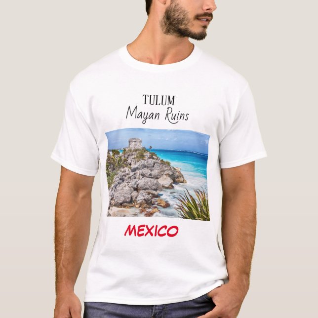 Tulum Mayan Ruins Mexico T-Shirt White (Framsida)