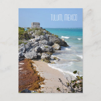 Tulum Mayan Ruins Scene Mexico Travel Souvenir Vykort