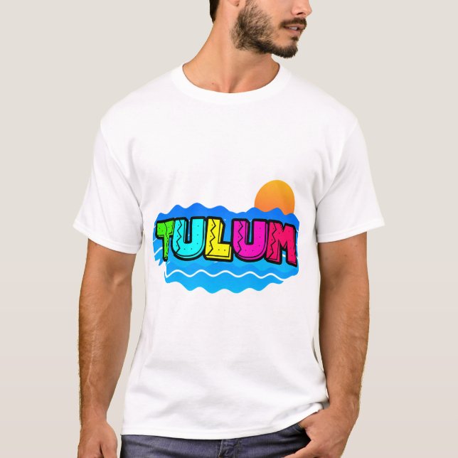 Tulum Mexico Beach Sunset T Shirt (Framsida)