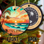 Tulum Mexico Handflatan Träd Vintage resor Souveni Julgransprydnad Keramik<br><div class="desc">Tulum Mexico Vintage 60-tal Souvenirs. Tulum Beach Mexico - Retro Tropical Handflatan Träd 60-talets Souvenirs-Vintage gör en underbar jul- eller födelsedagspresent till fläkt på Tulum Beach-stranden. Rundsommarbesöket är en gåva till perfekten älskare och det tropiska destinationsorten fläkt. Du kan anpassa och ändra den här mallen genom att justera, ändra eller...</div>