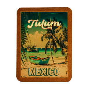 Tulum Mexico Handflatan Träd Vintage resor Souveni Magnet
