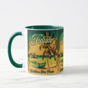 Tulum Mexico Handflatan Träd Vintage resor Souveni Mugg