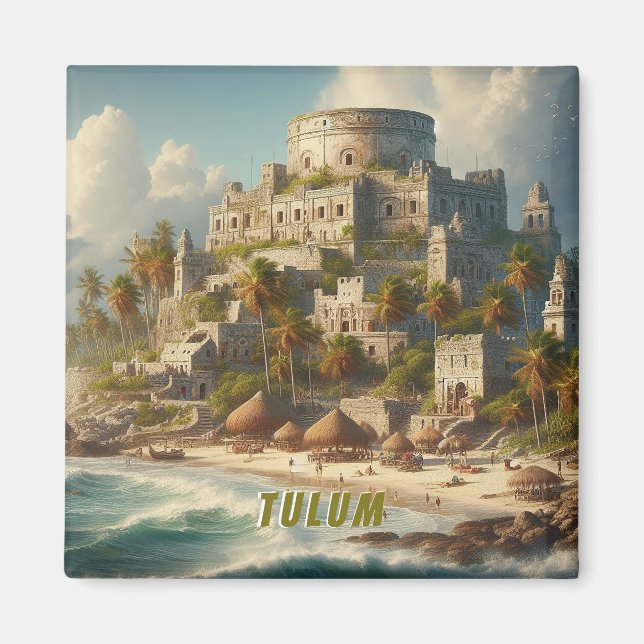 Tulum Mexico liggande Vintage resor Magnet (Framsidan)