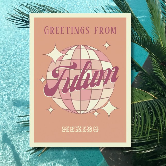 Tulum Mexico Retro Vintage Party vykort (Skapare uppladdad)