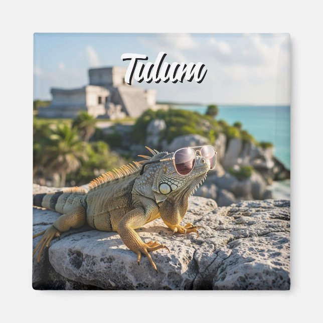 Tulum Mexico Travel Iguana Magnet (Framsidan)