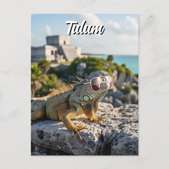 Tulum Mexico Travel Iguana Vykort (Framsida)