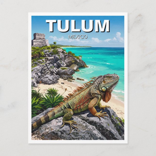 Tulum Mexico Travel Iguana Vykort (Framsida)