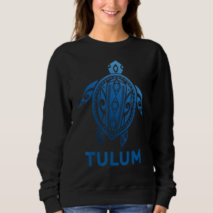 Tulum Mexico Tribal Tattoo Blue Sea Turtle Souveni T Shirt