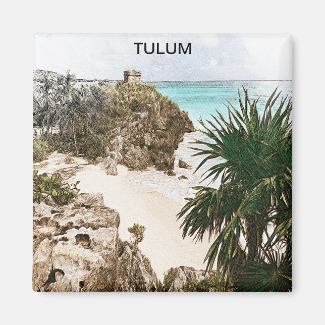 Tulum Mexico Tropical Scenery Souvenir Magnet (Framsidan)