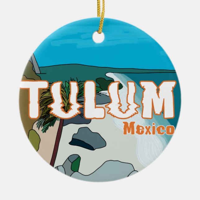 Tulum Mexico Underbar Gift Idea Julgransprydnad Keramik (Framsidan)
