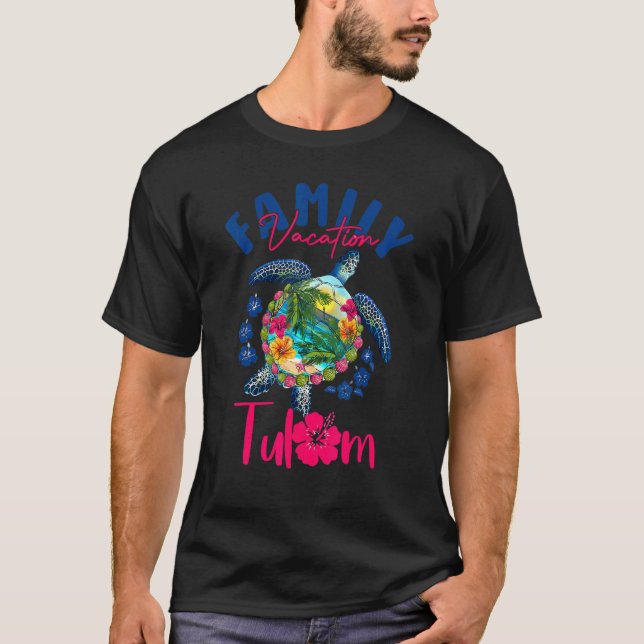 Tulum Mexico Vacation Sea Blue Turtle Family Match T Shirt (Framsida)