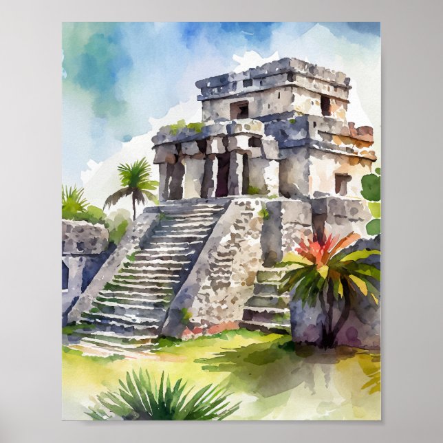 Tulum Mexico Watercolor Poster (Framsidan)