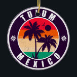 Tulum Mexiko Handflatan Träd Vintage resor Souveni Julgransprydnad Keramik<br><div class="desc">Tulum Beach Mexico Vintage 60-tal Souvenirs. Tulum Beach Mexico - Retro Tropical Handflatan Träd 60-talets Souvenirs-Vintage gör en underbar jul- eller födelsedagspresent till fläkt på Tulum Beach-stranden. Rundsommarbesöket är en gåva till perfekten älskare och det tropiska destinationsorten fläkt.</div>