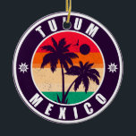 Tulum Mexiko Handflatan Träd Vintage resor Souveni Julgransprydnad Keramik<br><div class="desc">Tulum Beach Mexico Vintage 60-tal Souvenirs. Tulum Beach Mexico - Retro Tropical Handflatan Träd 60-talets Souvenirs-Vintage gör en underbar jul- eller födelsedagspresent till fläkt på Tulum Beach-stranden. Rundsommarbesöket är en gåva till perfekten älskare och det tropiska destinationsorten fläkt.</div>