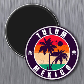 Tulum Mexiko Handflatan Träd Vintage resor Souveni Magnet