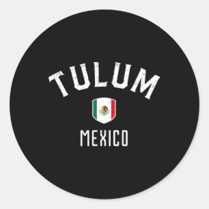 Tulum Mexiko - Mexikansk Flagga Tulum T-shirt  Runt Klistermärke