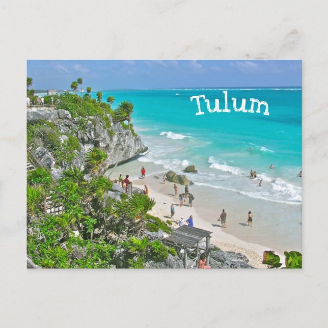 TULUM (Mexiko) RUINS OVAN BEACH OCH CARIBBEAN Vykort (Framsida)