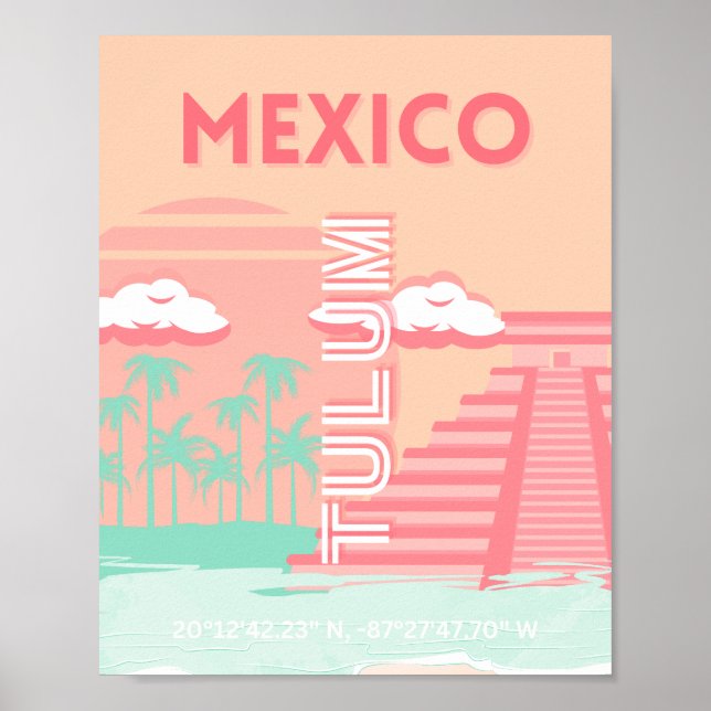 Tulum, Mexiko, Travel Art Poster (Framsidan)