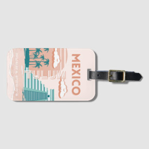 Tulum, Mexiko, Travel Art, Retro Bagagebricka
