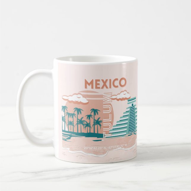 Tulum, Mexiko, Travel Art, Retro Kaffemugg (Vänster)
