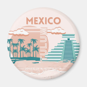 Tulum, Mexiko, Travel Art, Retro Magnet