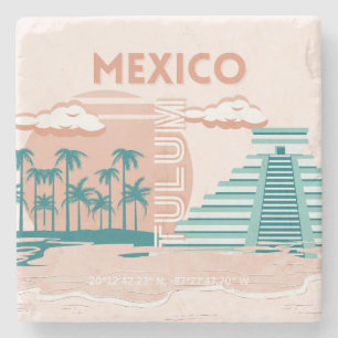 Tulum, Mexiko, Travel Art, Retro Stenunderlägg