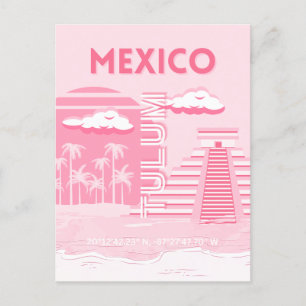 Tulum, Mexiko, Travel Art, Rosa Art Vykort