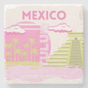 Tulum, Mexiko, Travel Art, Rosa Stenunderlägg