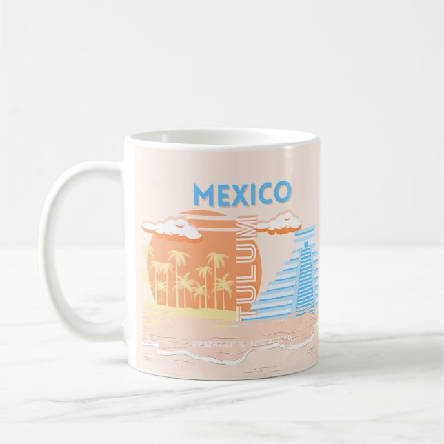 Tulum, Mexiko, Travel Art, Sommarbuss Kaffemugg (Vänster)