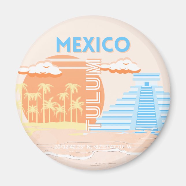 Tulum, Mexiko, Travel Art, Sommarbuss Magnet (Framsidan)
