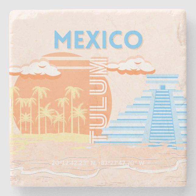 Tulum, Mexiko, Travel Art, Sommarbuss Stenunderlägg (Framsidan)