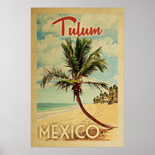 Tulum palmträdvintage resor poster
