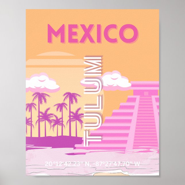 Tulum, Reskonst, Retrokonst, Rosa, Orange Poster (Framsidan)
