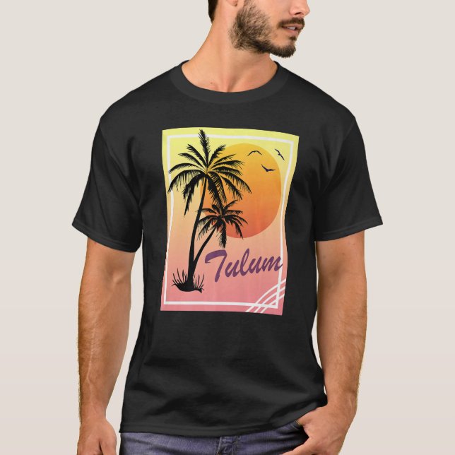 Tulum Retro Vintage Sunset T Shirt (Framsida)